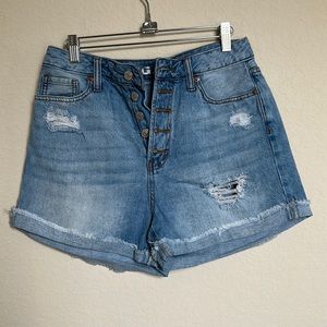 High Waist Distress Shorts